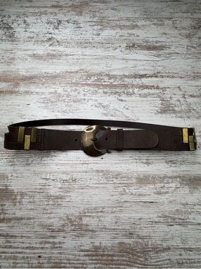 RARE Armani Jeans Brown Leather Belt sz 102 GUC Vintage possibly appx 32"-36" L